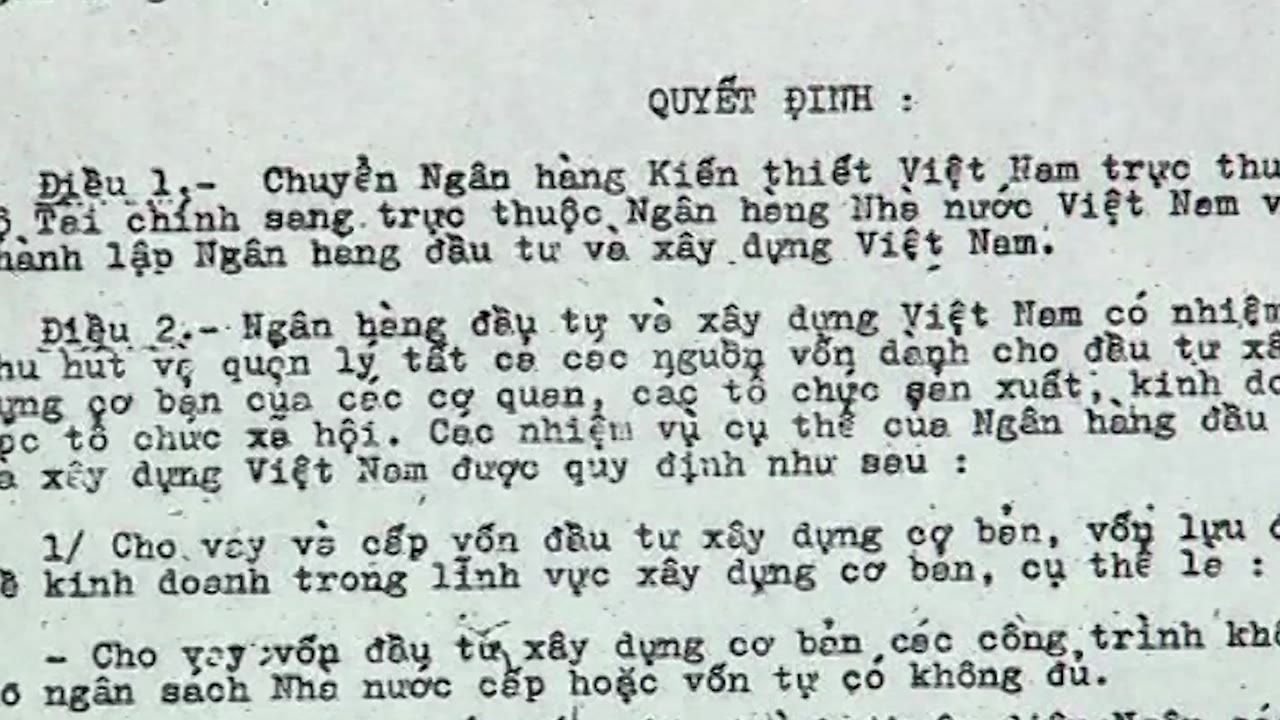 Trang quyết định đánh máy năm 1981 chuyển Ngân hàng Kiến thiết Việt Nam sang Ngân hàng Nhà nước